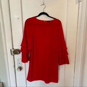 Tiered Sleeve Red Dress